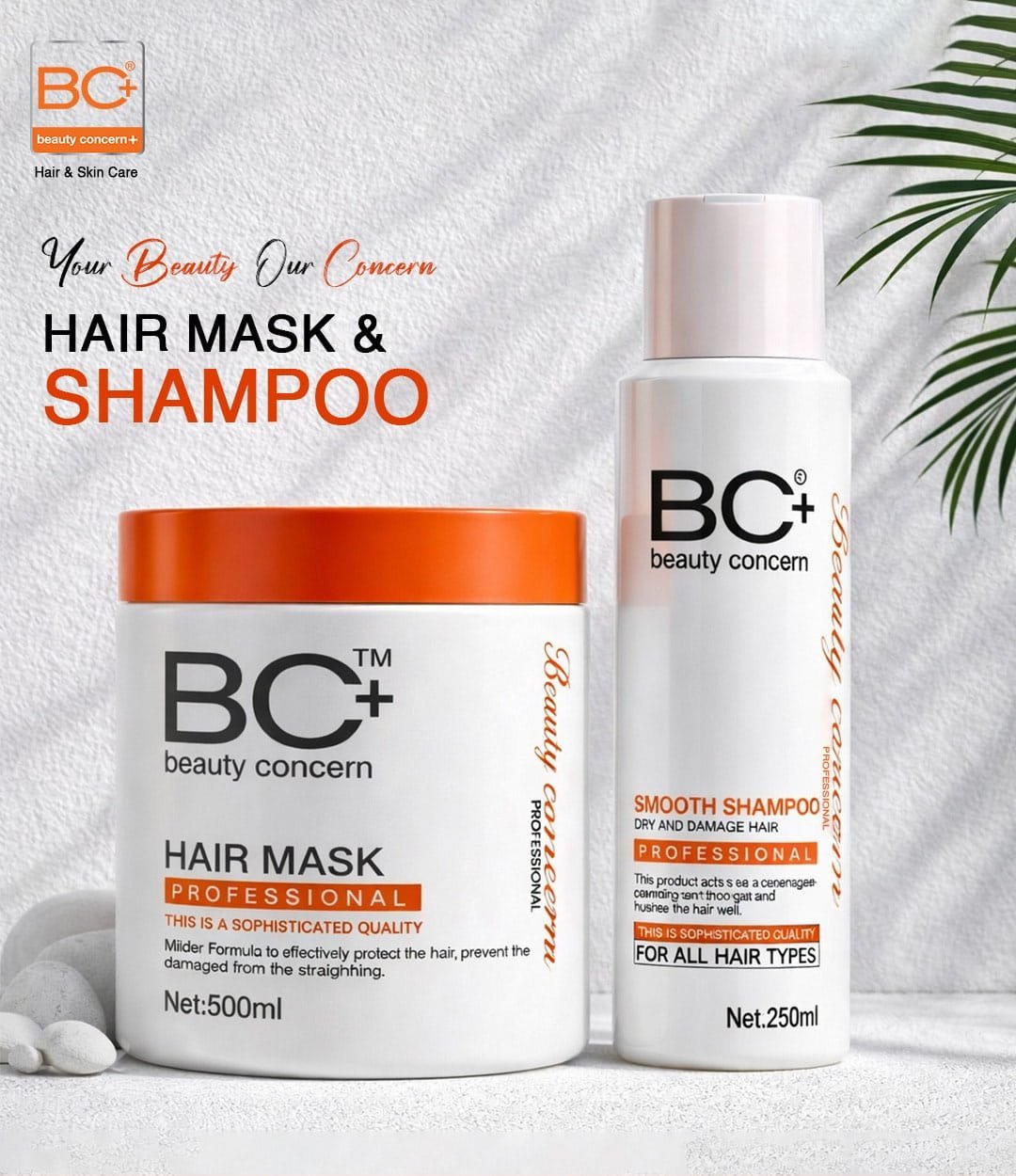 BC+ Beauty Concern Hair Mask (500ml) & Shampoo (250ml)