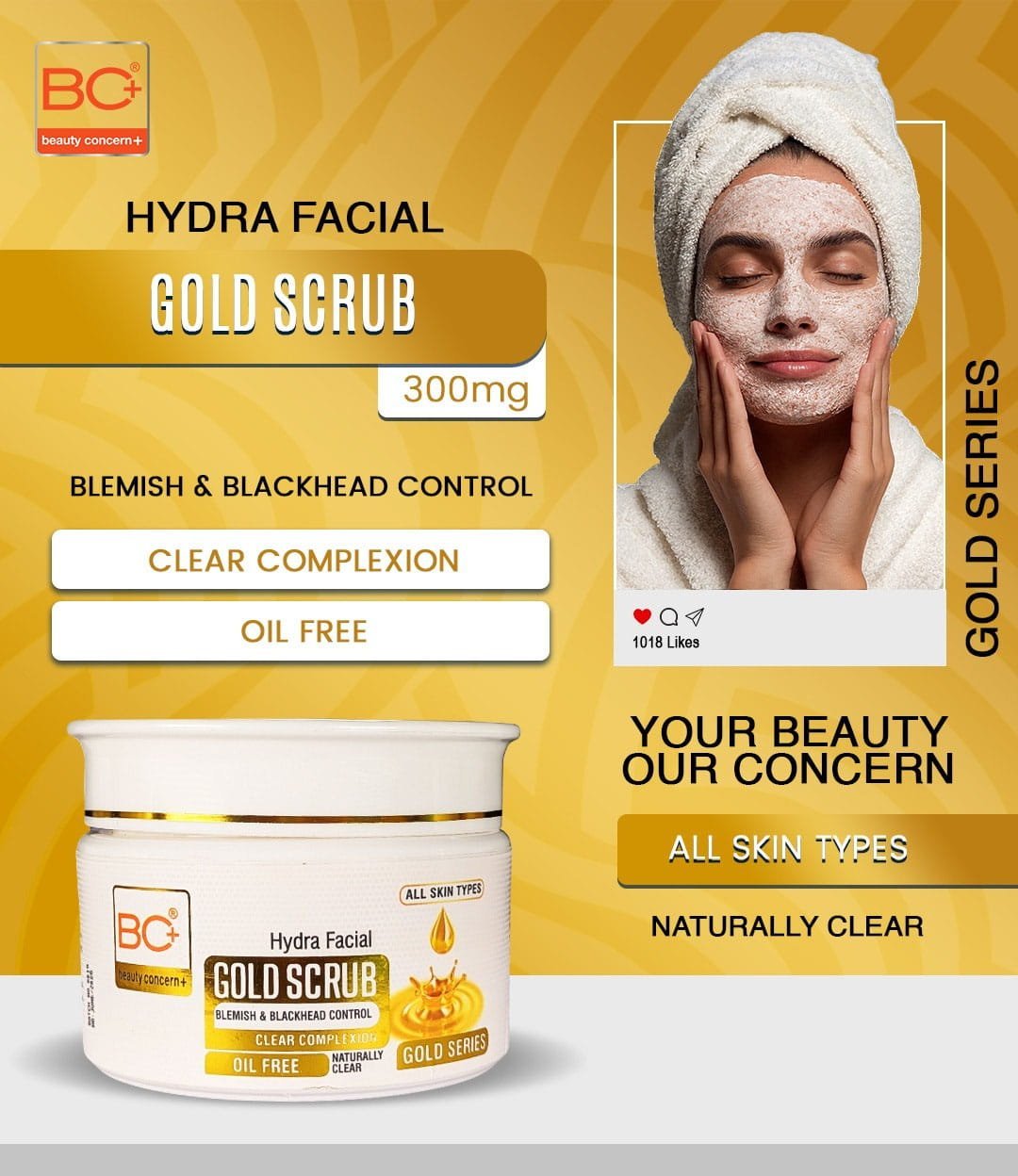 BC+ Beauty Concern Hydra Facial Gold Scrub (300gm)