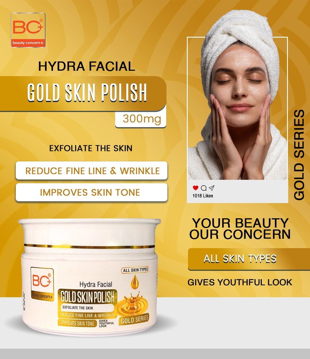 BC+ Beauty Concern Hydra Facial Gold Skin Polish (300gm)