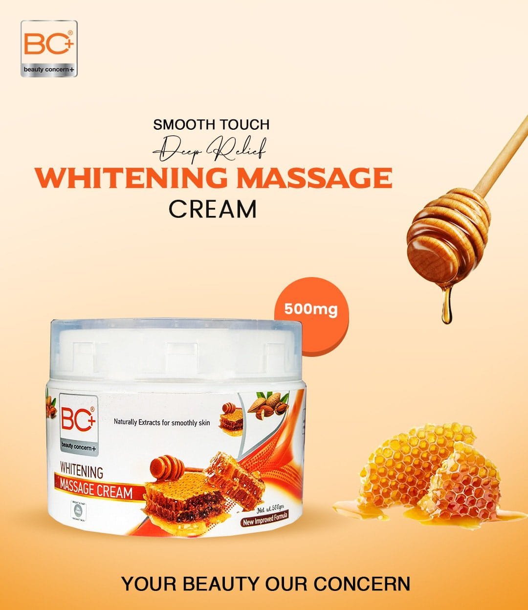 BC+ Beauty Concern Whitening Massage Cream (500gm)