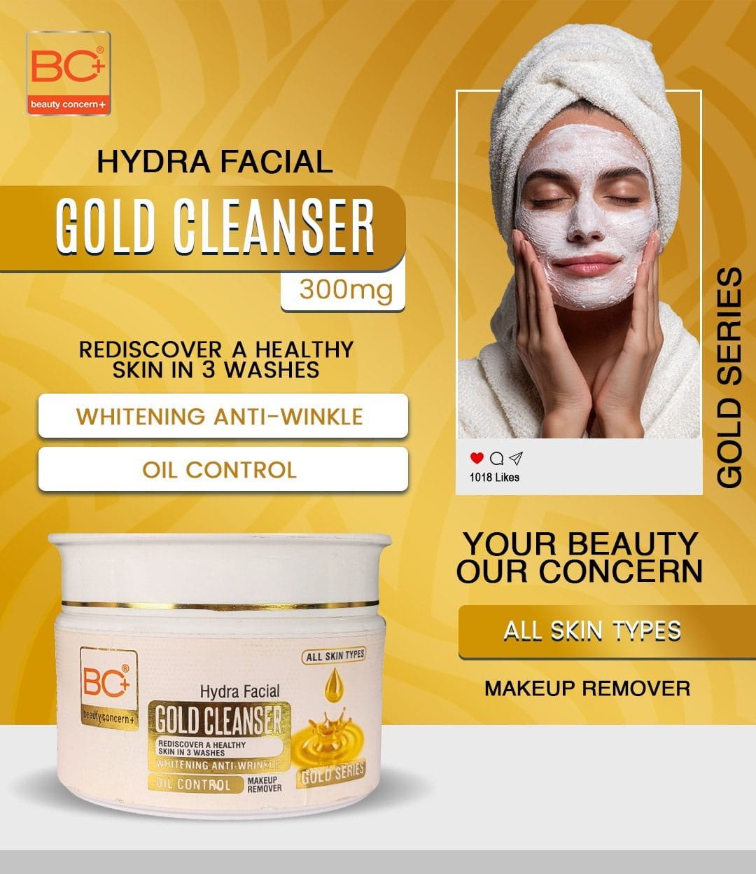BC+ Beauty Concern Hydra Facial Gold Cleanser (300gm)